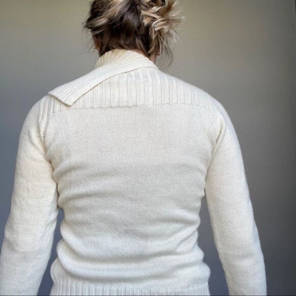 NWT Alpaca Adventures Cream Alpaca Wool Cowl Neck Button Peruvian Sweater Sz M - Picture 8 of 11